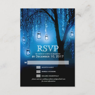 Mason Jars String Lights Elegant RSVP card