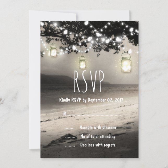 Mason Jars String Lights Elegant Rustic Wedding Invitation (Front)