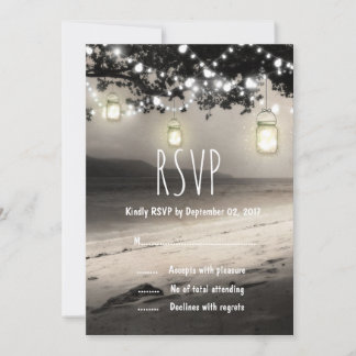 Mason Jars String Lights Elegant Rustic Wedding Invitation