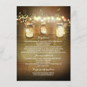 Mason Jars String Lights Wedding Information Cards