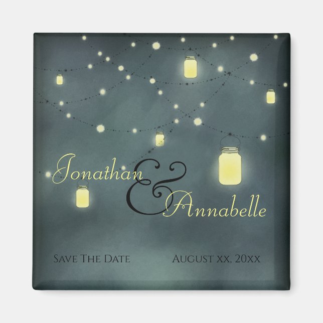 Mason Jars Summer Night Save The Date Magnet (Front)