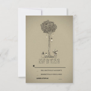 mason jars tree RSVP cards