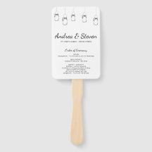 Mason Jars Wedding Program Fan. Suspended Jar Menu