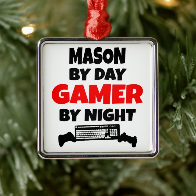Mason Loves Playing Video Games Metal Ornament (Tree)