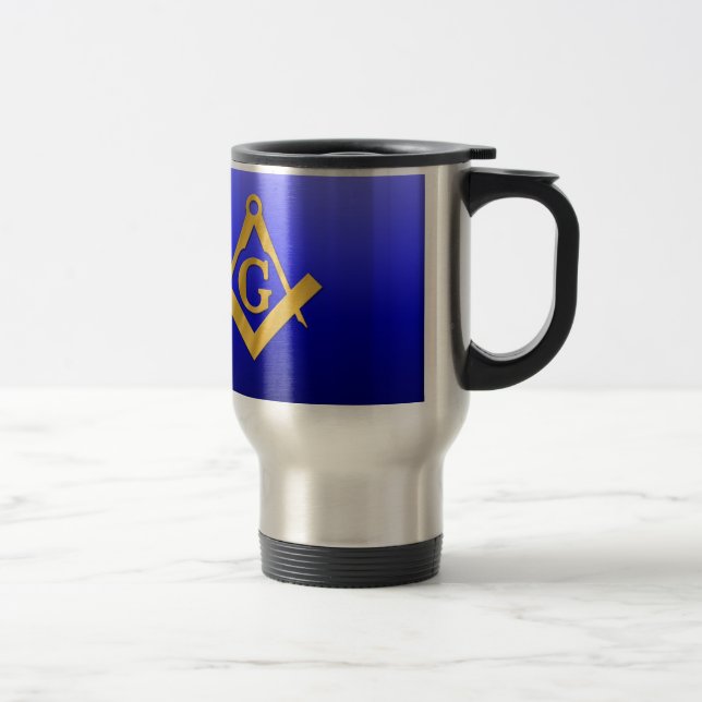 Mason Masonic with Gradient Blue Travel Mug (Right)