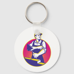 Mason Masonry Construction Worker Trowel Keychain