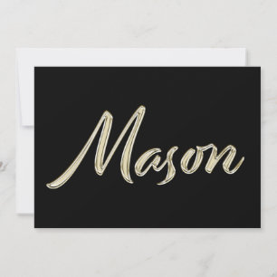 Mason Name white gold Handwriting Card