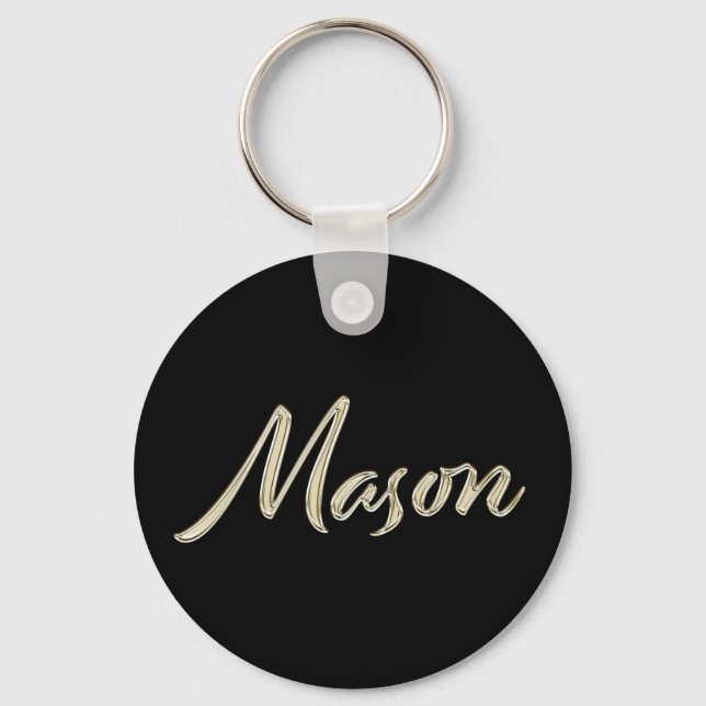Mason Name whitegold Button Schlüsselanhänger Keychain (Front)