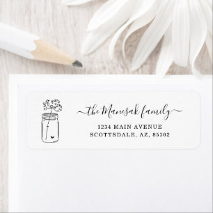 Mason personnalisé Jar & Fleurs Adresse de retour