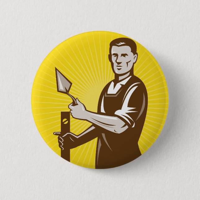 mason plasterer construction worker 2 inch round button (Front)