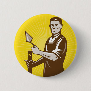 mason plasterer construction worker 2 inch round button