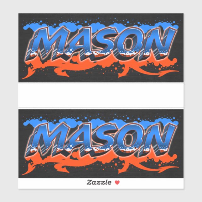 Mason prénom Nom Graffiti Autocollants Autocollant (Feuille)