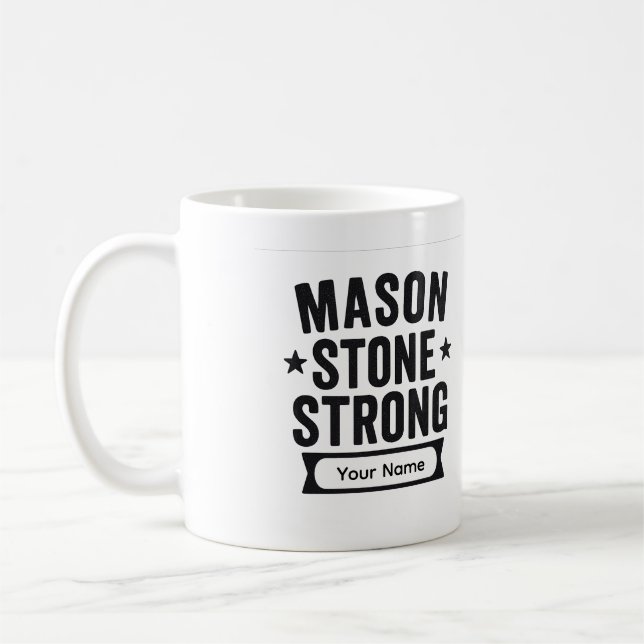 Mason Stone Strong Custom Name Mug (Left)