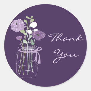 Mason violet Jar Mariage Faveur Stickers