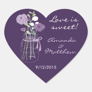 Mason violet Jar Mariage Faveur Stickers