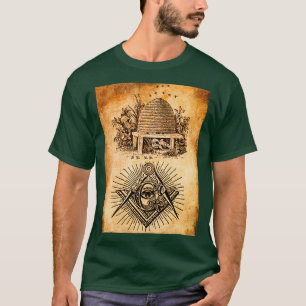 Masonic beehive symbol Freemason lodge square T-Shirt