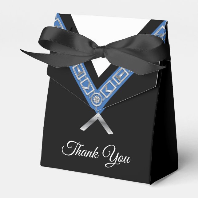 Masonic Black Tuxedo Template Thank You Party Favor Box (Front Side)