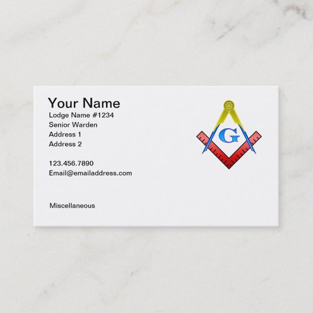Masonic Business Card 1 (Front)