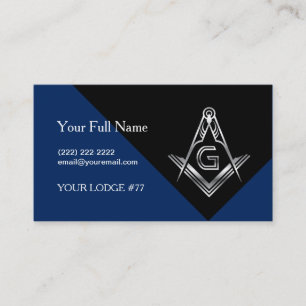 Masonic Business Card Template Blue & Silver