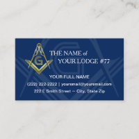 Masonic Business Cards | Navy Blue Gold Freemason