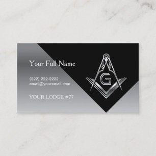 Masonic Business Cards, Silver & Black Freemasonry Card