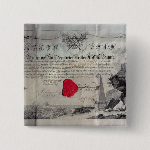 Masonic certificate, 1785 2 inch square button