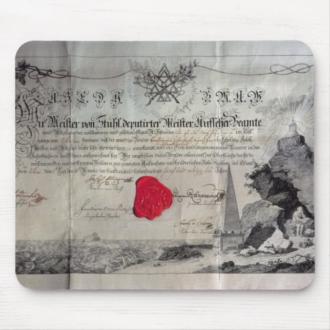 Masonic certificate, 1785 mouse pad (Front)