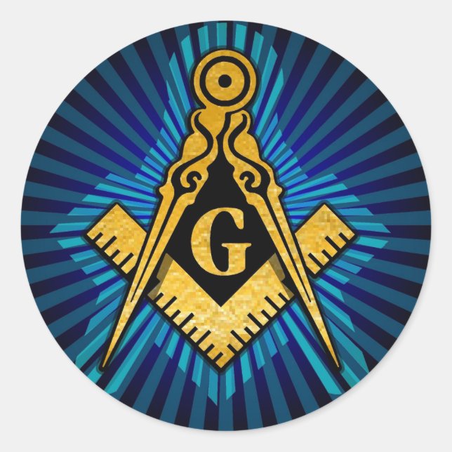 Masonic Compass and Square Classic Round Sticker (Front)