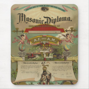 Masonic Diploma Freemason Freemasonry 1891 Mouse Pad