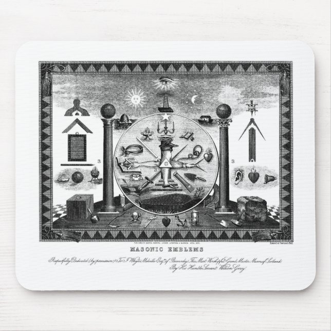 Masonic Emblems Chart from 1874 Mouse Pad (Front)