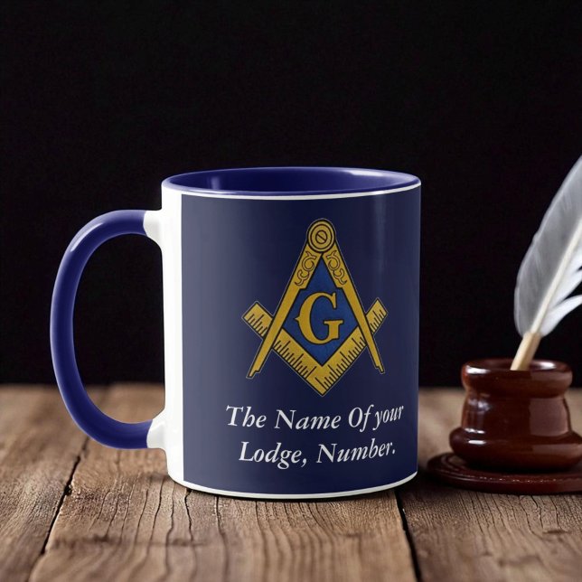 Masonic Freemason Compass Navy Blue Mug (Creator Uploaded)