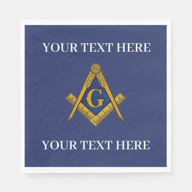 Masonic Freemason Square and Compass Blue  Napkin (Front)
