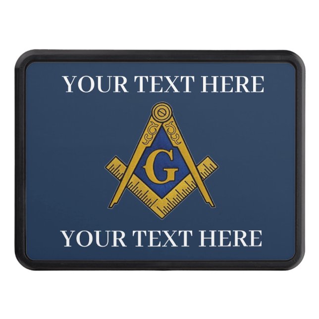 Masonic Freemason Square and Compass Blue  Trailer Hitch Cover (Front)