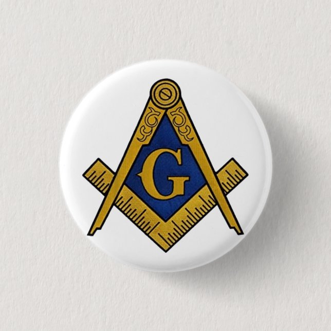 Masonic Freemasons Masonry Oes Square and Compass 1 Inch Round Button (Front)