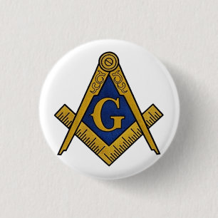 Masonic Freemasons Masonry Oes Square and Compass 1 Inch Round Button