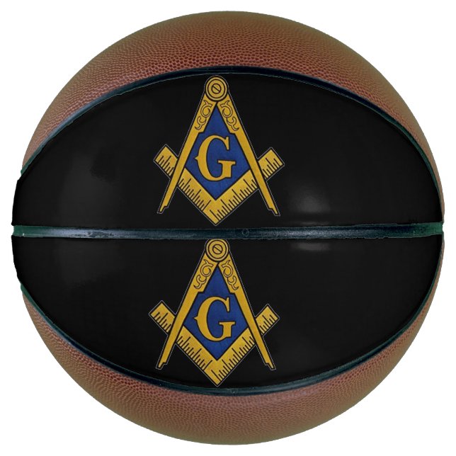 Masonic Freemasons Square and Compass Black Basketball (Front)