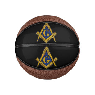 Masonic Freemasons Square and Compass Black Mini Basketball