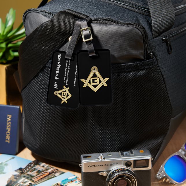 Masonic Golden Rush Luggage Tag (Front & Back)