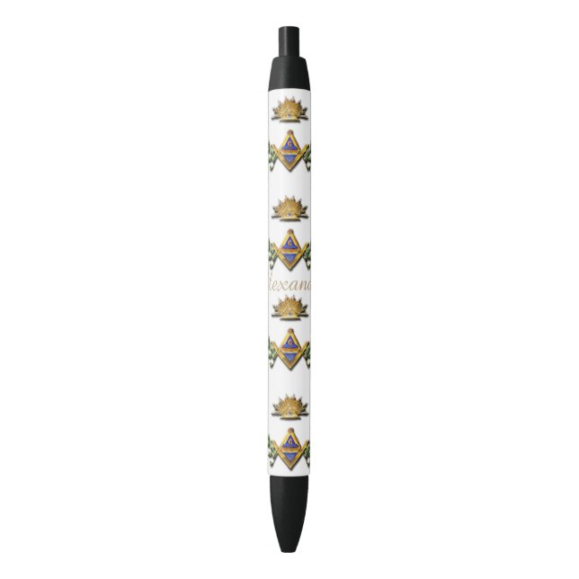 Masonic Life Black Ink Pen (Front Vertical)
