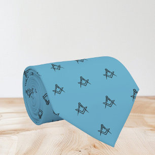 Masonic Masonry Freemason Blue Pattern Tie