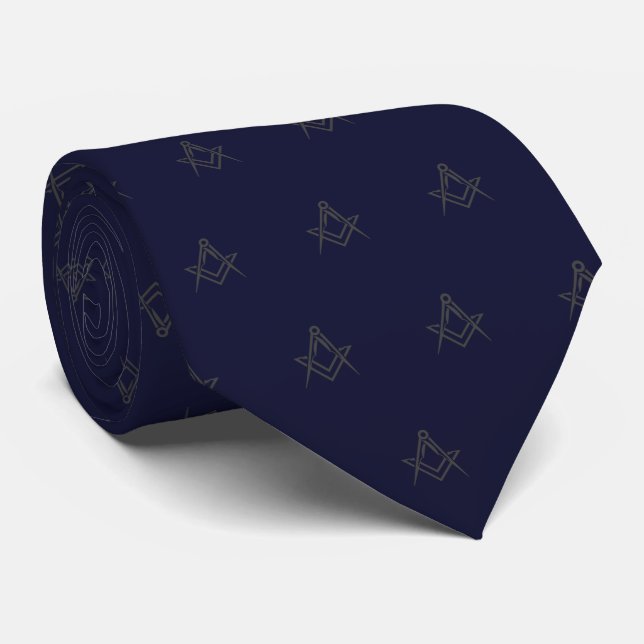 Masonic Masonry Freemason Blue Pattern Tie (Rolled)