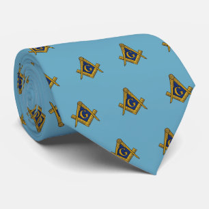Masonic Masonry Freemason Blue  Pattern Tie
