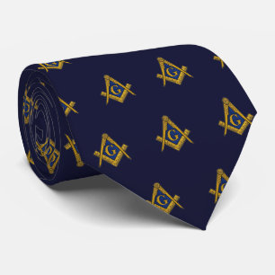 Masonic Masonry Freemason Navy Blue Pattern Tie