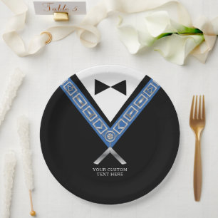 Masonic Masters Jewel Tux Template Freemason Paper Plate