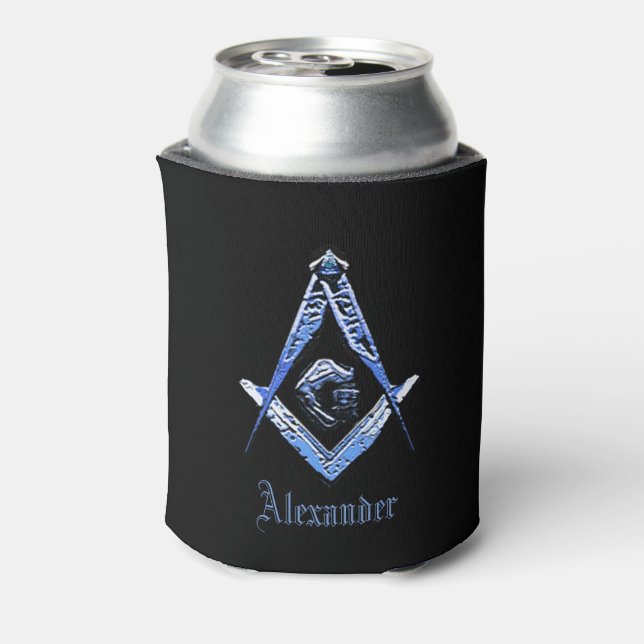 Masonic Minds (Blue) Can Cooler (Can Back)