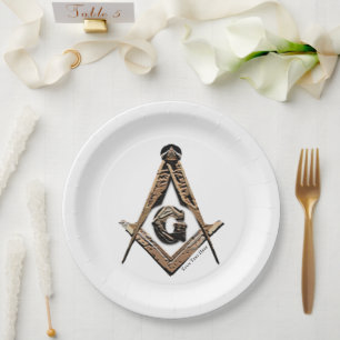 Masonic Minds (GoldenBrownish) Paper Plate