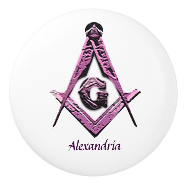 Masonic Minds (Pink) Ceramic Knob (Front)
