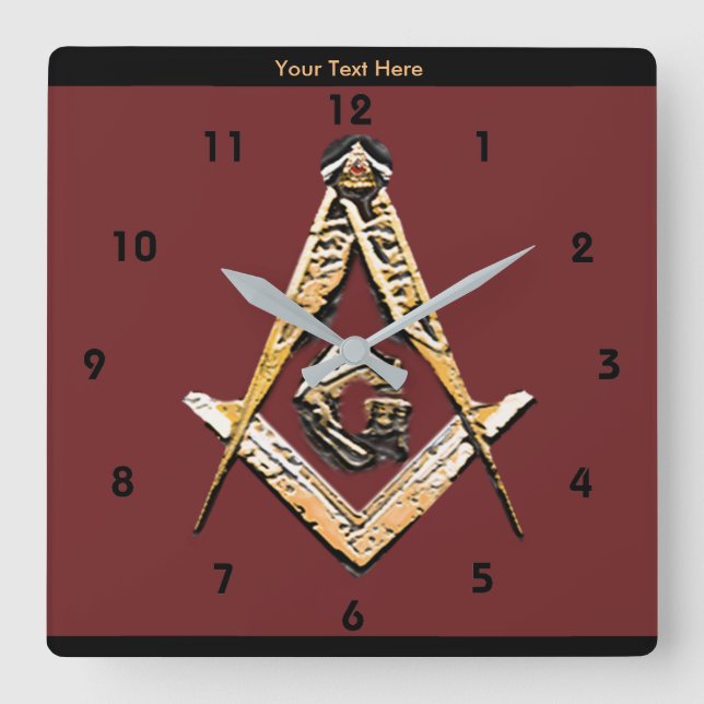 Masonic Minds (Yellowish) Square Wall Clock (Front)