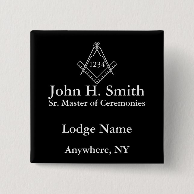 Masonic Nametag 2 Inch Square Button (Front)
