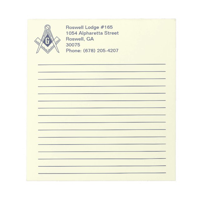 Masonic Note Pad (Front)